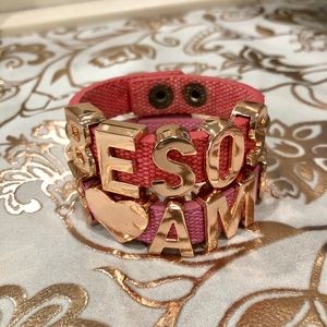 BCBG word bracelet set